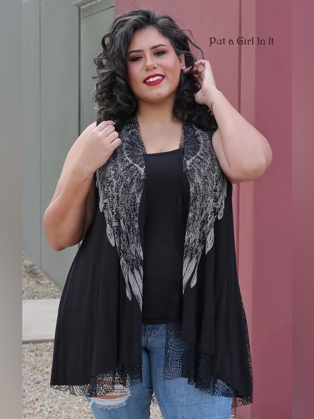 Vocal Black Cardigan with Metallic embellished wings Accents and Lace Back